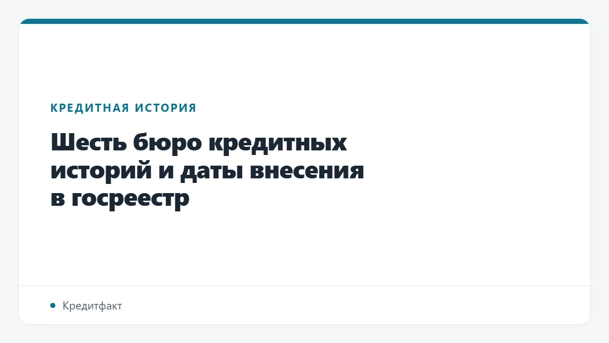 Шесть бюро кредитных историй и даты внесения в госреестр