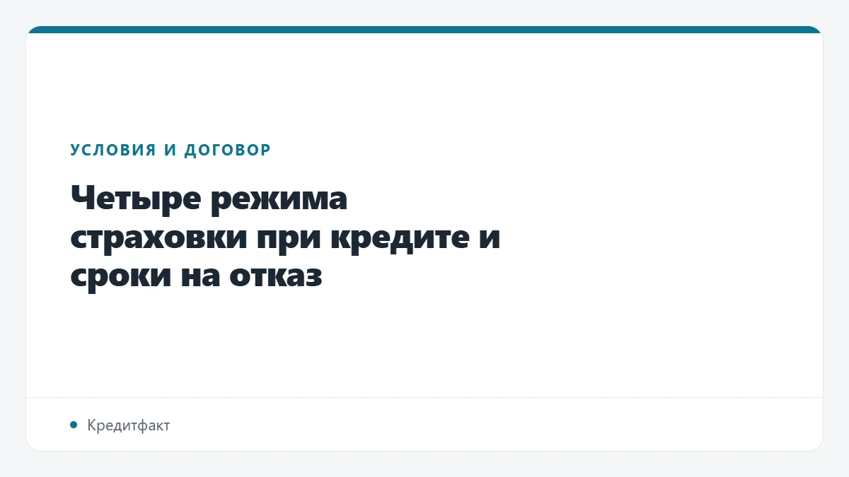 Четыре режима страховки при кредите и сроки на отказ