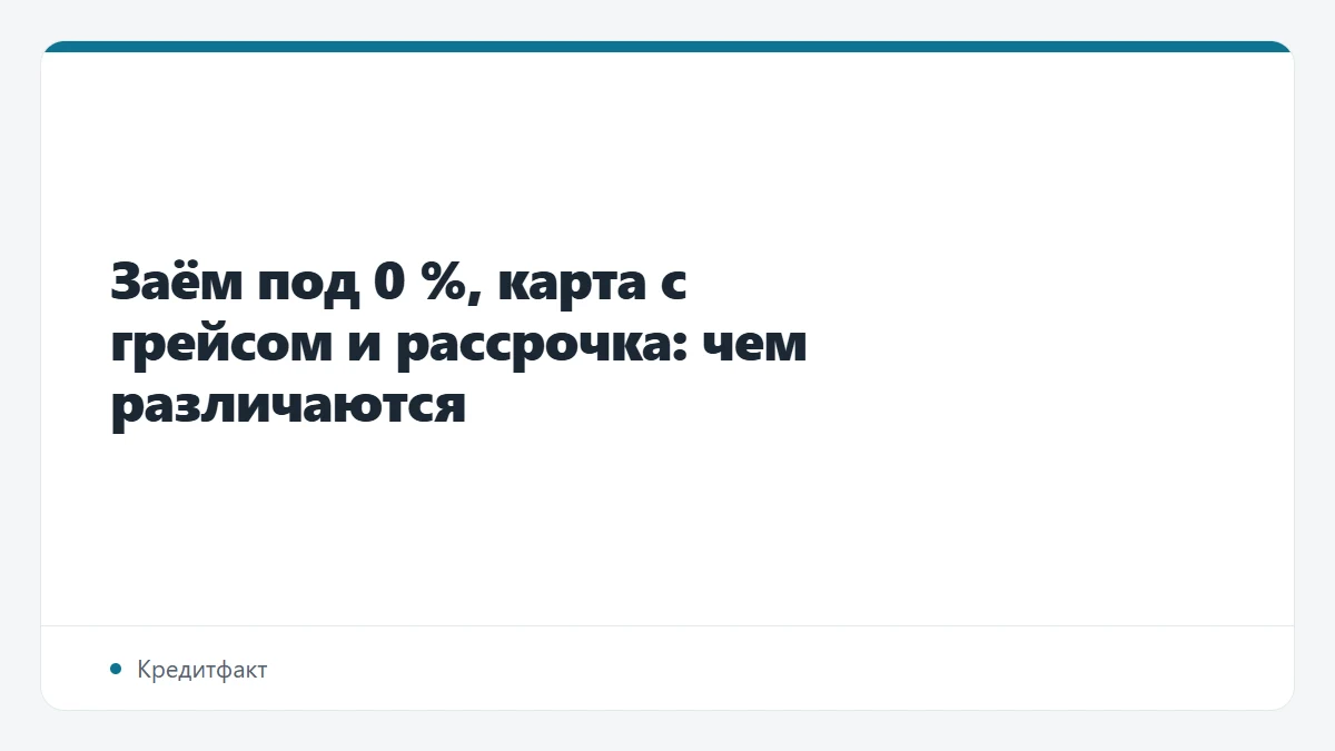 Заём под 0 %, карта с грейсом и рассрочка: чем различаются